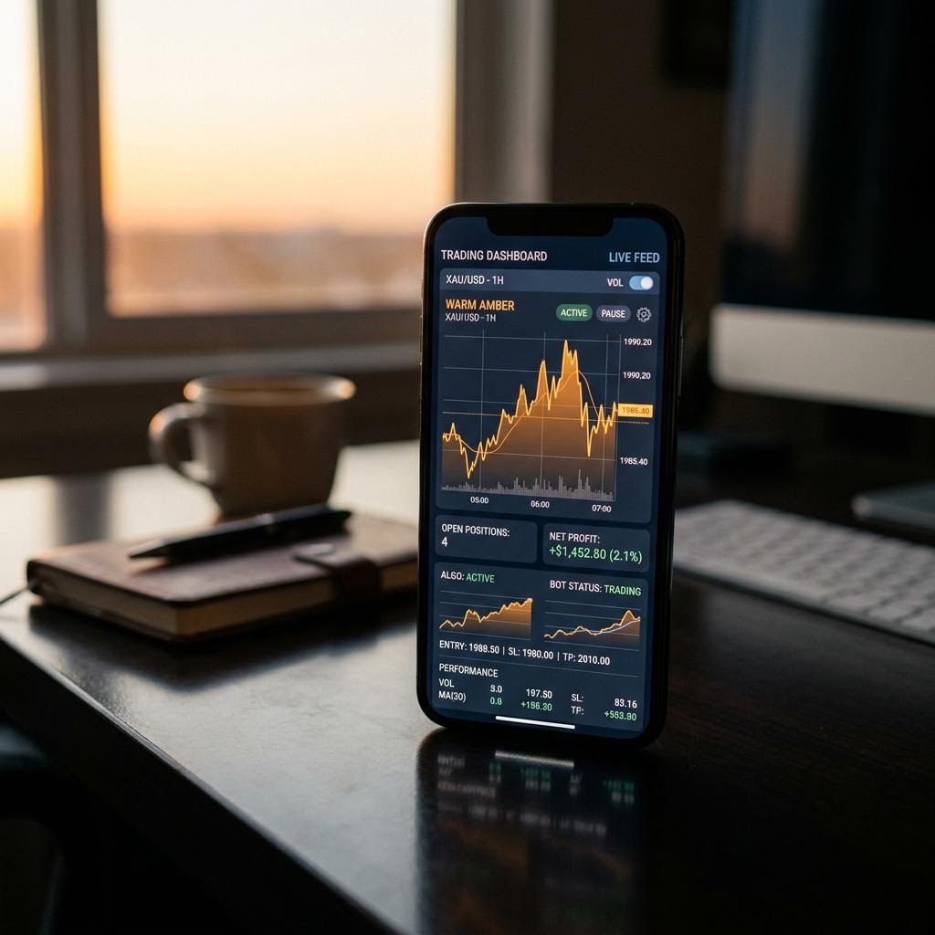 Painel digital da plataforma de trading de criptomoedas com IA BTC-Innova 365i